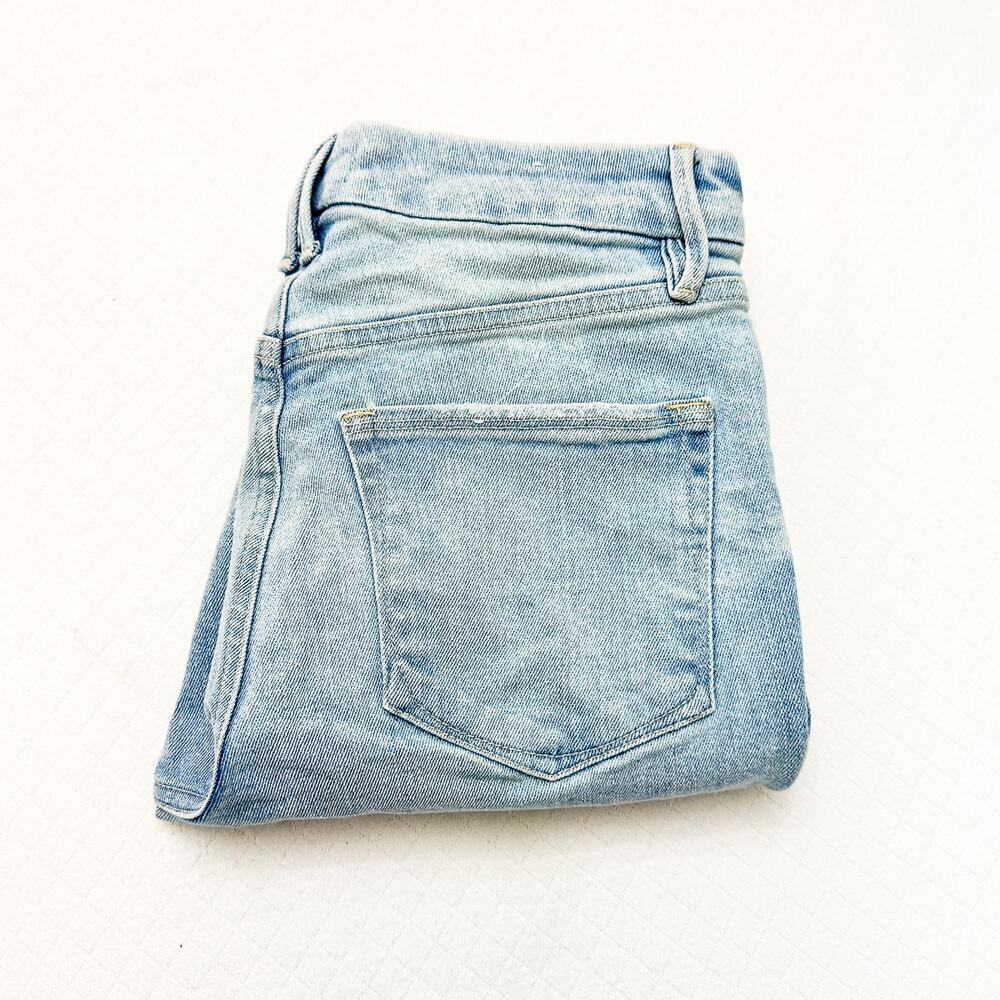 Good American Good Leg Distressed Light Wash Denim Jeans Ripped Knees Size 28